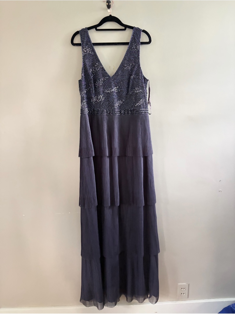Adrianna Papell Mother of the Bride Dress Dark Blue Purple Sequin Gown